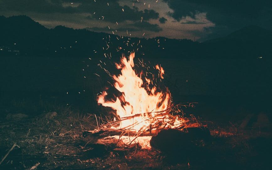 lit bonfire outdoors during nighttime